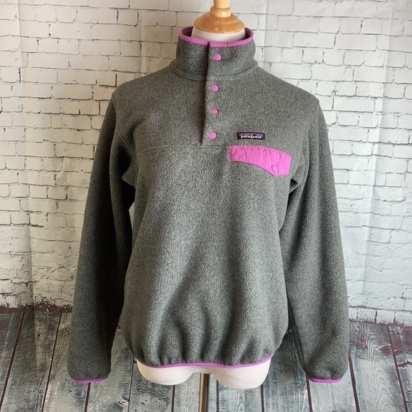 PATAGONIA Synchilla Front Snap Pocket Pullover Sweatshirt Sz S Gorp Scandi Girl - Picture 3 of 9